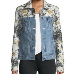 PAIGE Harrison Button-Front Denim Jacket with Floral Embossing